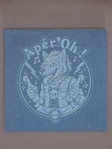 Sous-verre Ardoise Naturelle Apér'Oh Loup Rock