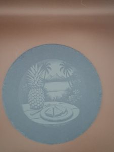 dessous de plat ardoise gravé Motif tropical