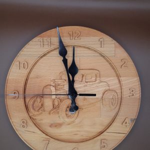 Horloge Bois Gravé Hot Rod Américain Vintage