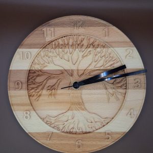 Horloge Bois Gravé Arbre de Vie