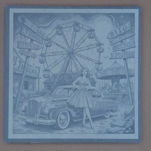 Sous-verre Ardoise Pin-up Fête Foraine