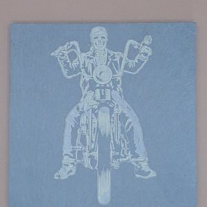 Sous-verre Ardoise – Squelette Motard