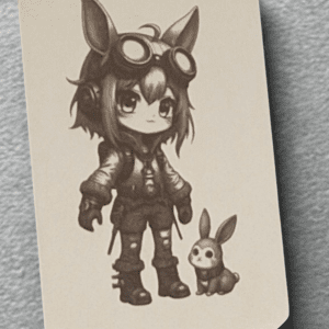 Porte-clés Fille Steampunk Aviateur (Lapin)
