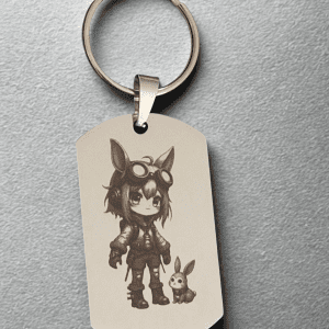 Porte-clés Fille Steampunk Aviateur (Lapin)