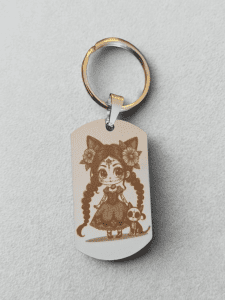 Porte-clés Catrina fleurs gravé au laser sur acier inoxydable 316L – inspiration Día de Muertos