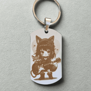 Porte-clés Fille Renard Rock Guitariste