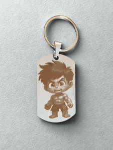 Porte-clés GigaFort chibi dog tag acier inoxydable 316L gravure laser kawaii